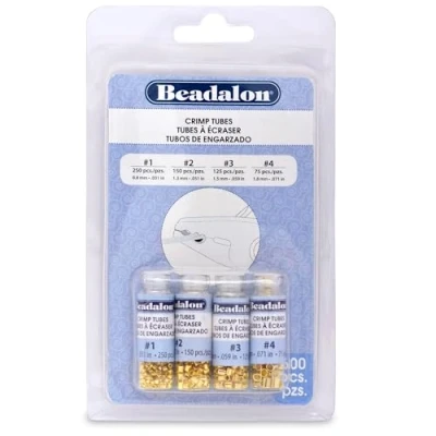 Image of Beadalon 600 Piece Crimp Tube Variety Pack, Gold Plated