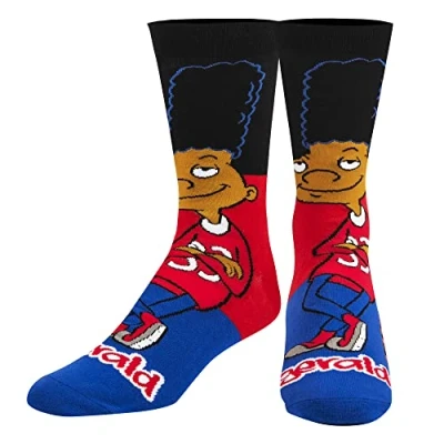Image of Odd Sox, Nickelodeon Hey Arnold Cartoon Socks, Gerald, Fun Novelty Men&#039;s Crew, Large, Large