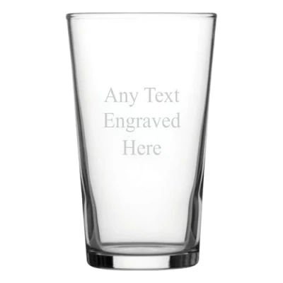 Image of [Custom] Personalised Engraved Half Pint Conical Glass 10oz (28cl) Christmas Birthday Gift Any Text Engraved.