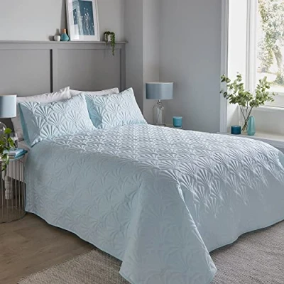Image of Serene Dreams &amp; Drapes CVADEKHUPO Polyester Cavali Pinsonic Bedspread, Duck Egg, 200cm x 230cm