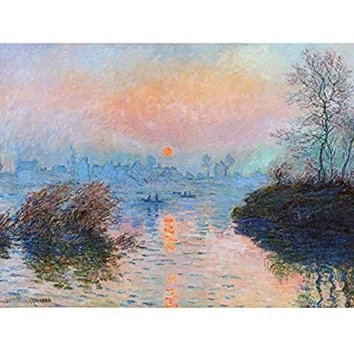 Image of Wee Blue Coo Monet Sunset Seine Lavacourt Winter Unframed Art Print Poster Wall Decor 12X16 Inch