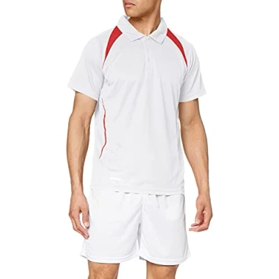 Image of Spiro Men&#039;s Team Spirit Polo T Shirt White/Red, 4X Large
