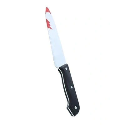 Image of Halloween Bloodied Fake Knife Fancy Dress Accessory Prop Bloody 30cm Plastic Weapon Toy Pretend Cosplay Party Costume