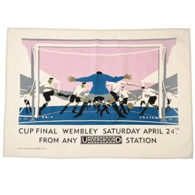 Image of Cotton Tea Towel TfL Vintage Poster &quot;Cup Final&quot;