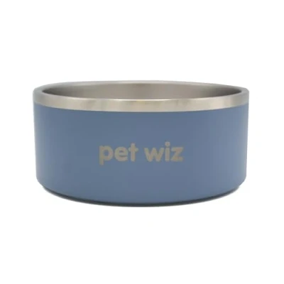 Image of Stainless Steel Double Walled Dog Bowls Durable, Non slip &amp; Dishwasher Safe Pet Bowl with Powder Coating Colour Available in 900ml and 1900ml, Grey or Teal (Grey, 1900ml)