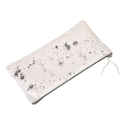 Image of Clairefontaine Ref 400067C Cosmicuir&#039; Suede Leather Flat Pencil Case 22 x 11cm, Made From Genuine Lambskin Leather, Metal Zip With Puller Silver