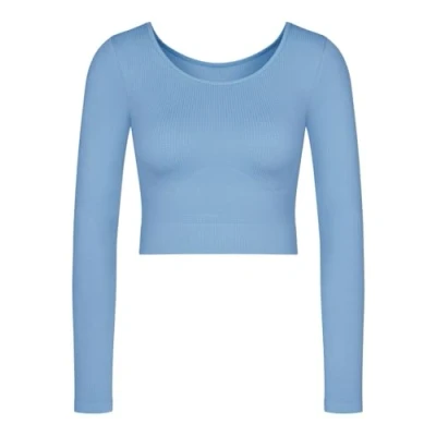 Image of Sloggi Women&#039;s Ever Infused Relax Crop Top LS Undershirt, Azura Blue, M