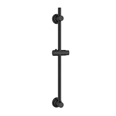 Image of WENKO shower rod without drilling, with special adhesive pad, made of stainless steel holder for handheld heads, sliding wall mount, (W/D x H): Ø 2.2 70 cm, black