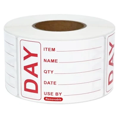 Image of L LIKED 500 Removable Labels Repositionable Self Adhesive 49 x 74mm Prepped Food Freezer Use by Easy Peel Off Leaving No Residue (1 Roll)