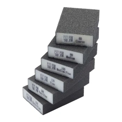 Image of Fit for The Job Sanding Block 6 pcs 60/80/100/120/180/200 grits Flexible Sponges Blocks Washable Wet &amp; Dry Abrasive Pads, Pads Wood, Walls, Plaster, Sandpaper