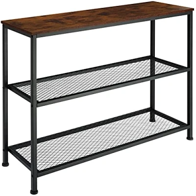 Image of TecTake 800914 Side table Lamp with storage shelves Slim bedside coffee (Industrial dark)