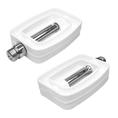 Image of cyclingcolors children kid bike pedals 9/16&quot; axle 60x80mm pair boy girl bicycle flat, White
