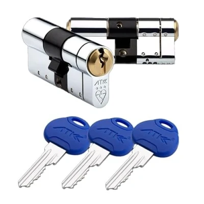 Image of Avocet ATK 3 Star Door Lock Diamond Rated Ultra Secure Euro Cylinder Police Approved, Secured by Design, 45/40 Chrome, Regular
