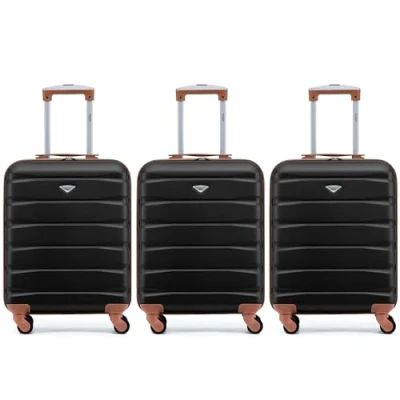 Image of Flight Knight Set of 3 Premium Lightweight 4 Wheel ABS Hard Case Suitcases Cabin Carry On Hand Luggage Approved for Over 60 Airlines easyJet, Jet2 &amp; Maximum Size Ryanair (Priority) 55x40x20cm