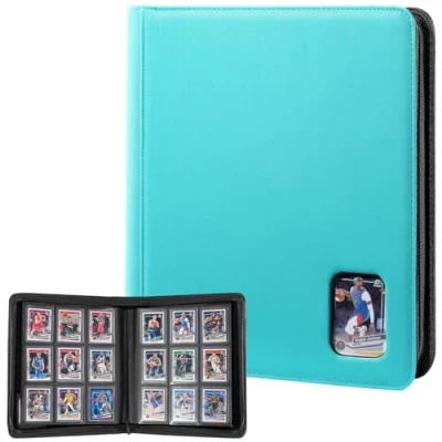 Image of ProCase Top Loader Binder for Cards, Holds 324 Toploaders with 9 Pockets, Toploader Storage Trading Cards or Sports compatible TCG, MTG in 3&quot;x4&quot; Lightblue