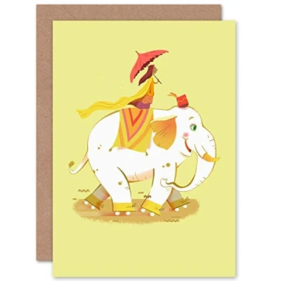 Image of Wee Blue Coo Elephant Skates Greetings Card