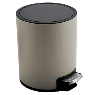 Image of Spirella Riku Cosmetic Bin 3 Litres Stainless Steel with Soft Close Mechanism and Inner Bucket Bathroom Waste Taupe