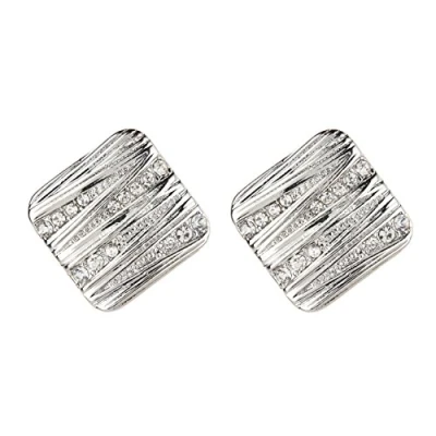 Image of Clip On Earrings Silver Plated With Clear Crystals Clara