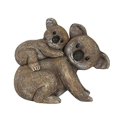 Image of Adorable Brown Resin Mother &amp; Baby Koala Ornament 10cm x 8cm (1 Pc.) Charming Rustic Design, Durable Handcrafted Decor, Nature inspired Gift Ideal for Home Accessory