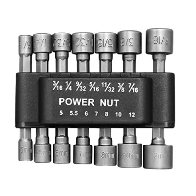 Image of OUNONA 14PCS 5 12mm Imperial Socket Nut Impact Driver Adapter Drill Bits 1/4 Inch Hex Shank Tool Set Bit