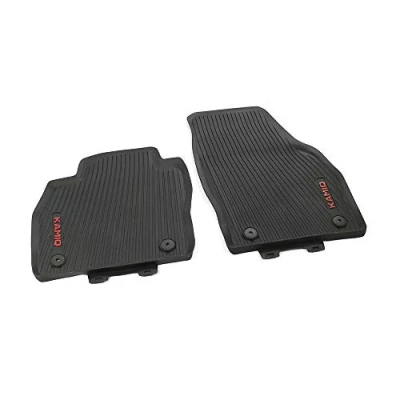 Image of Skoda 658061502B All Weather Floor Mats 2 x Rubber Front with Kamiq Lettering (Red)