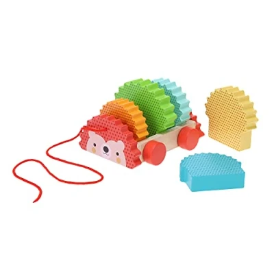 Image of Petit Collage 0810073342583 Rainbow Hedgehog Wooden Pull Toy