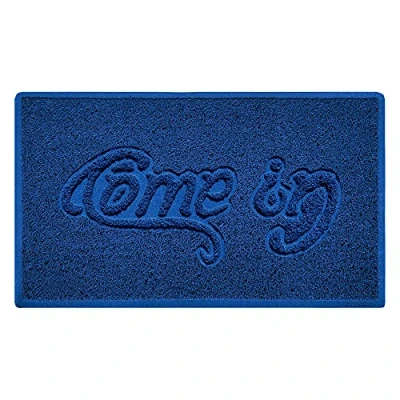 Image of Nicoman COME IN Embossed Shape Door Mat Dirt Trapper Washable Barrier Doormat (Use Indoor or Sheltered Outdoor) (75x44cm/29.5x17.3inches,Medium) Blue