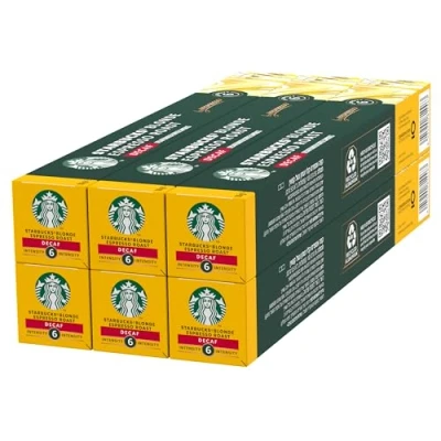 Image of STARBUCKS Decaf Blonde Espresso Roast by Nespresso, Roast, Coffee Capsules 6 x 10 (60 Capsules)