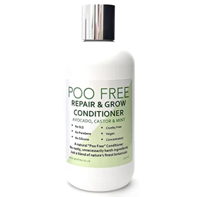 Image of POO FREE Conditioner Repair &amp; Grow 99% Natural Castor, Avocado, Mint. Sulfate/Parabens Free. Gentle, Concentrated. pH 5.5 For Sensitive Skin. 250ml