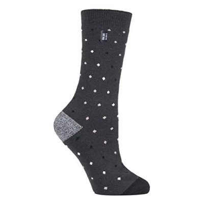 Image of HEAT HOLDERS Ultra Lite Ladies Thin Lightweight 1.0 TOG Winter Warm Casual Thermal Dress Socks (4 8 uk, Berry Charcoal Spots)
