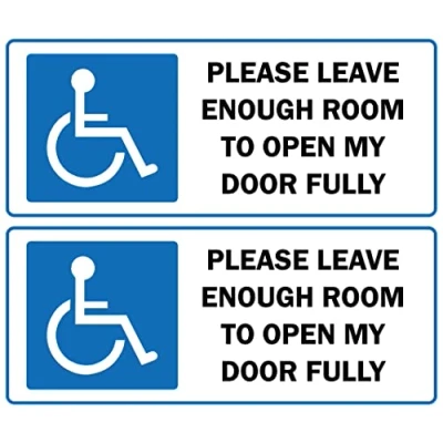 Image of Please leave enough room to open my door fully Self adhesive sticker Pack of 2 stickers 180mm x 80mm