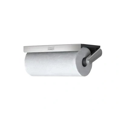 Image of Joseph RollGrip Under Cabinet Kitchen Roll Holder, Space Saving, Spring Tension Arm, Easy One Handed Tearing, Fits 140mm Rolls, Graphite