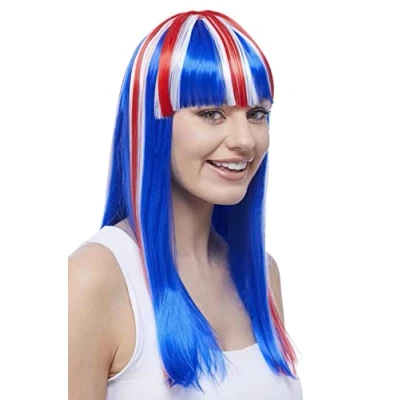Image of Smiffys Union Jack Glamourama Wig, Fancy Dress, Dress Up Wigs