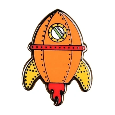 Image of Pawprint Family Rocket Enamel Pin Badge Wallace and Gromit Official Merchandise