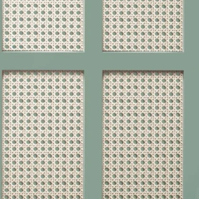 Image of Full Roll Green Cane Wood Panel Wallpaper Wicker Rattan Modern Contemporary