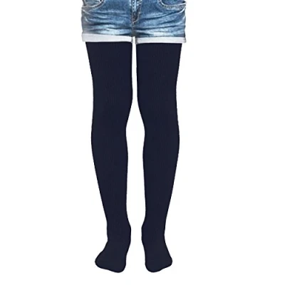 Image of Kids Fashion Girls Ribbed Semi Opaque Tights 40 Denier (8 10 Years (134cm), Navy)