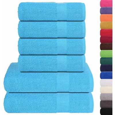 Image of vidaXL 6 Piece Towel Set Turquoise 360 gsm 100% Cotton