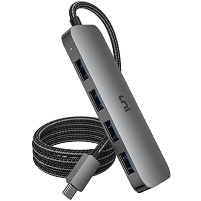 Image of uni USB C Hub, Thunderbolt 3 to 4 3.0 Ports with 120cm Long Cable, Aluminum Multiport Adapter for MacBook Pro, iPad Dell, HP Pavilion Desktop etc.