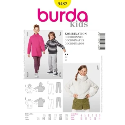 Image of Burda Pattern 9482 Combination: Dress shirt, tee, Jogging Trousers, Leggings