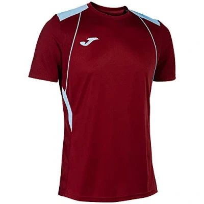 Image of Joma Men&#039;s Championship VII T Shirt, Burgundy Sky Blue, L