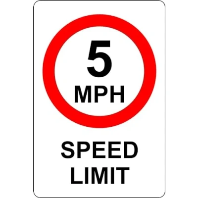 Image of 5 MPH Speed Limit Safety Sign 1.2mm Rigid Plastic 300mm x 200mm Case (Pack of 5)