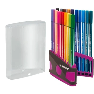 Image of Premium Fibre Tip Pen STABILO 68 ColorParade in Anthracite/Pink Pack of 20 Assorted Colours with Hanging Loop