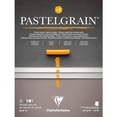 Image of Clairefontaine 976059C PastelGrain No.1 Pastel 12 Sheets Special Card for Dry Pastels 30 x 40 cm 360 g Assorted Grey Colours Crystal Paper Dividers