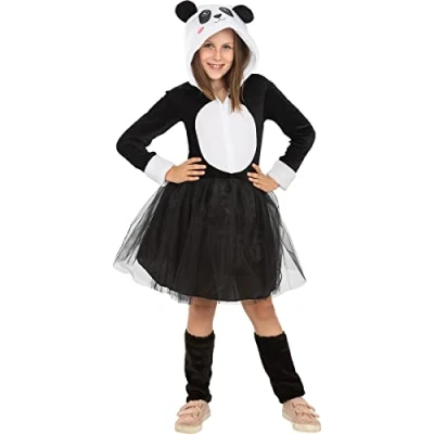 Image of Funidelia Panda Bear Costume for girl Animals, kids accessory fancy dress &amp; props Halloween, carnival parties Size 3 4 years Black