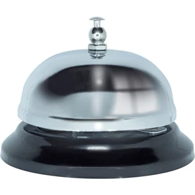 Image of Chrome Service Desk Counter Kitchen Bell with Loud Clear Crisp Ringer For Use Calling Receptions, Waiter, Attendant, in Schools, Concierge, Kitchens, Shops, Take Aways