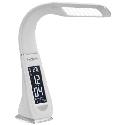 Image of MONZANA® Lilly Smart Digital Desk Lamp Display Time Alarm Clock Temperature Calendar Dimmable, 3 Brightness Settings Bedside, Office, Table Light White