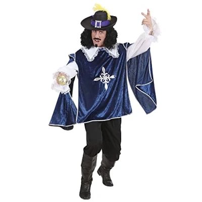Image of Blue Musketeer Costume Large for Medieval Middle Ages Fancy Dress