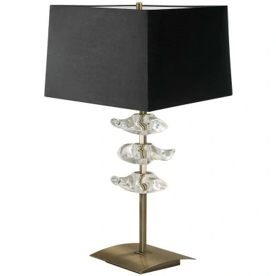 Image of Akira Table Lamp 2 Light E27, Antique Brass With Black Shade