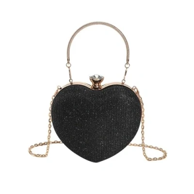 Image of RPAEOY Women&#039;s Clutch Bags Heart Shaped Elegant Sparkly Evening Bag Hard Shell Clutches Tote Vintage Handbag Chain Shoulder Crossbody for Prom Wedding Cocktail Party Ladies Black