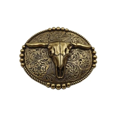 Image of Xwest Western Cowboy Rodeo Bull Belt Buckle Bronze